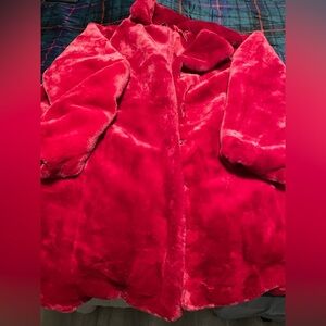 Red faux fur coat from torrid size 3